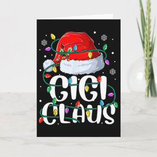 Carte Gigi Claus Lumières de Noël Grand-mère Pyjama Fami