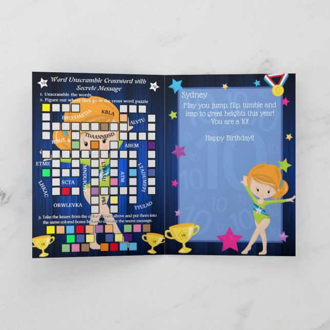 Carte Ginger Girls Gymnastique Message secret Anniversai (Intérieur)