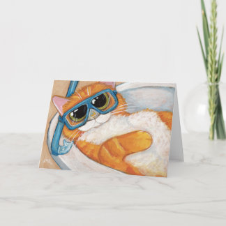 Carte Ginger Tabby Chat avec tuba dans l'évier - Art Cha