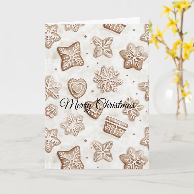 Carte Gingerbread à la Crème de Noël  Cœurs Flocons de N (Fleur jaune)