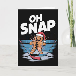 Carte Gingerbread de Noël de hockey sur glace