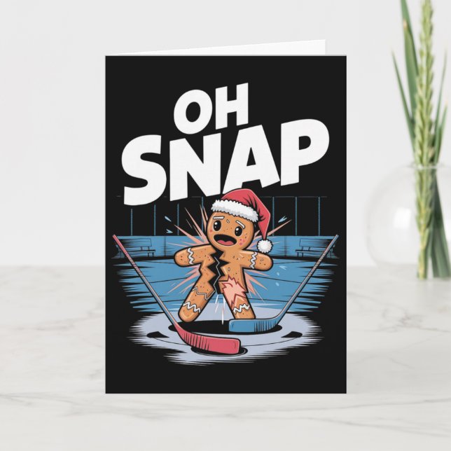 Carte Gingerbread de Noël de hockey sur glace (Devant)