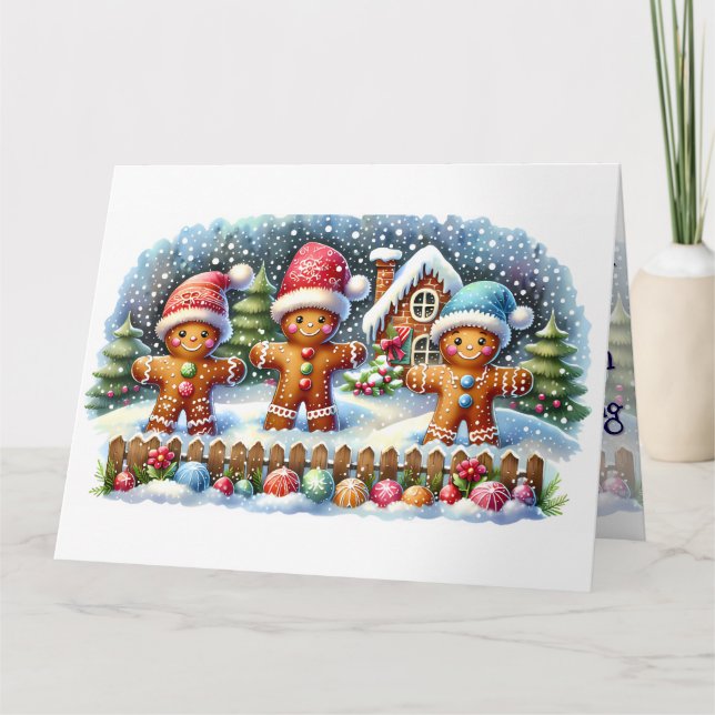 Carte Gingerbread Family Snowy Christmas Scene (Devant)