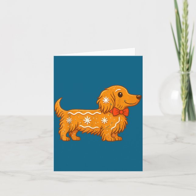 Carte Gingerbread Long Hair Dachshund Christmas Pajama T (Devant)