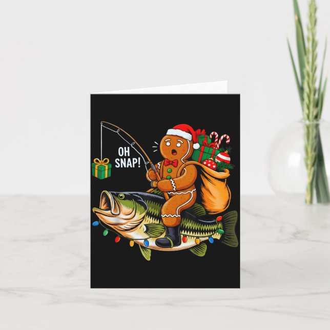 Carte Gingerbread Riding B Fish Christmas Fishing Xmas P (Devant)