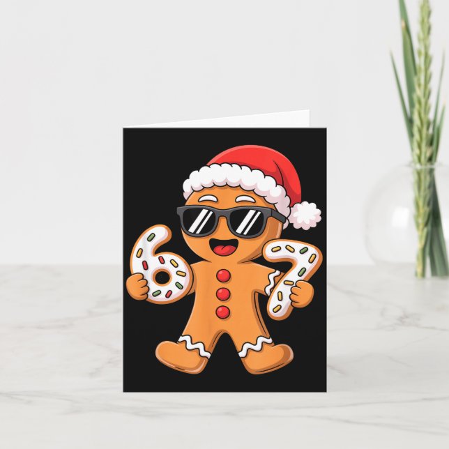 Carte Gingerbread Santa With Sungles Holding 67 Cookies  (Devant)