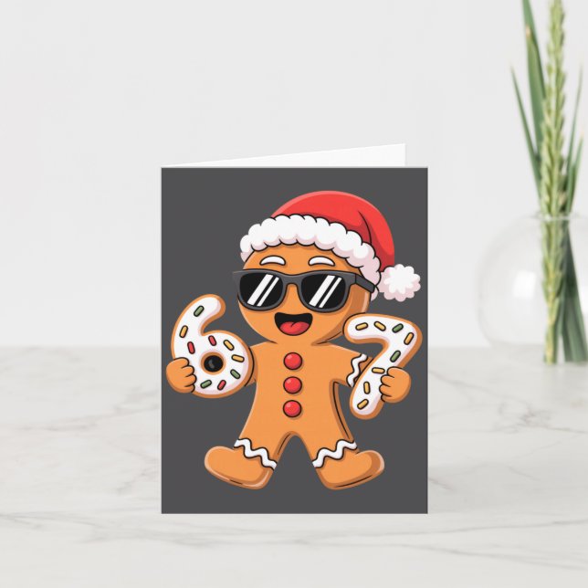 Carte Gingerbread Santa With Sungles Holding 67 Cookies  (Devant)