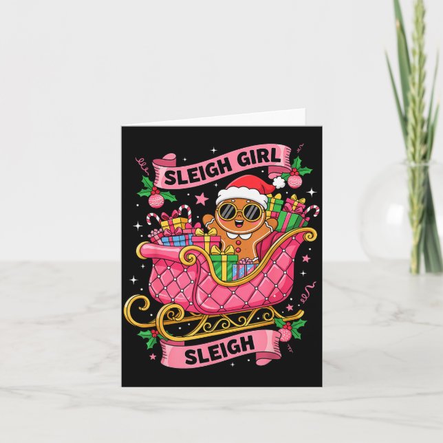 Carte Gingerbread Sleigh Girl Nk Funny Christmas Women G (Devant)