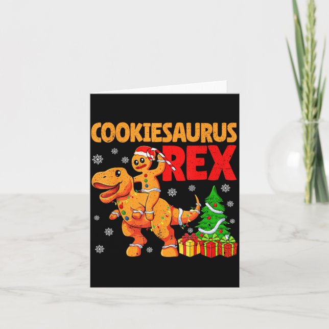 Carte Gingerbread Trex Dinosaur For Christmas Gingerbrea (Devant)