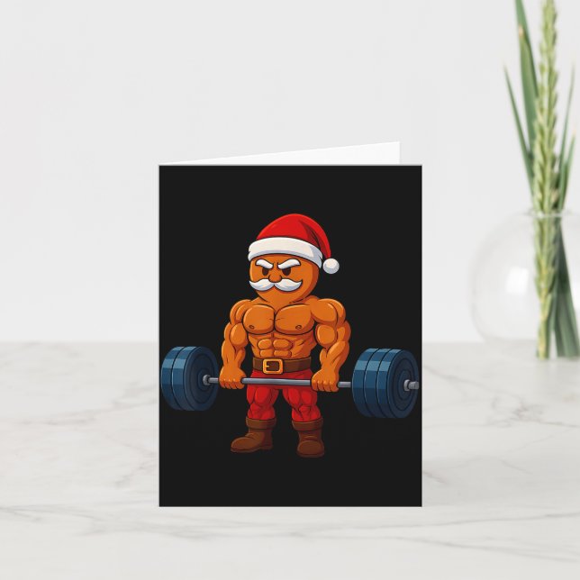 Carte Gingerbread Weightlifting Fitness Gym Workout Chri (Devant)