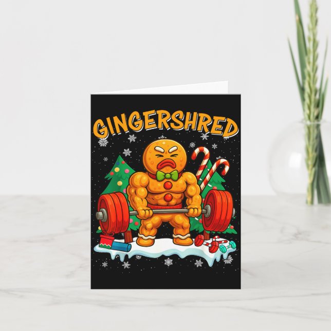 Carte Gingershred Funny Gingerbread Man Gym Bodybuilding (Devant)