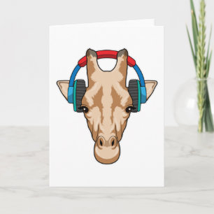 Carte Girafe à la Musique avec Casque Audio