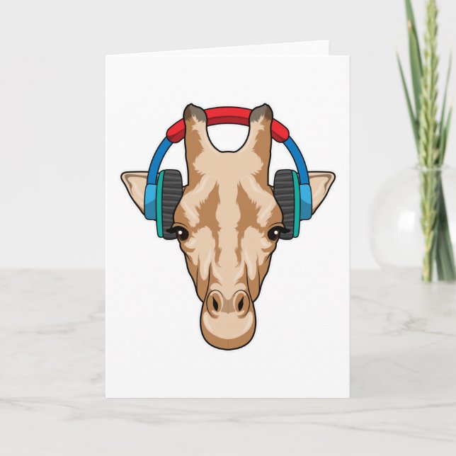 Carte Girafe at Music with Headphone (Devant)