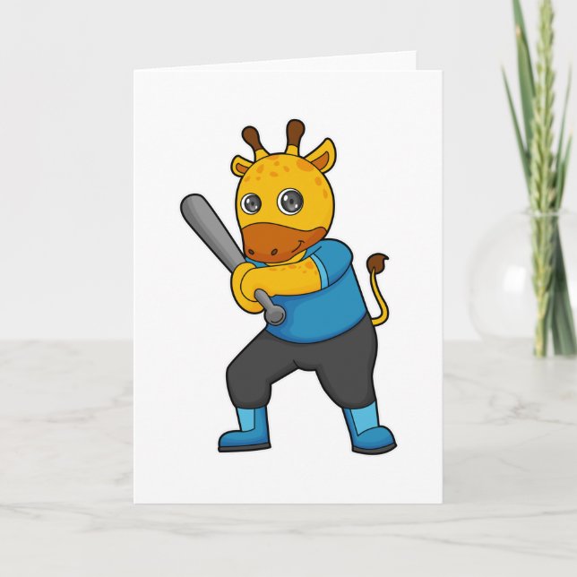 Carte Girafe au baseball avec batte de baseball (Devant)