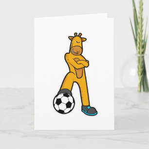 Carte Girafe au sport avec un ballon de football