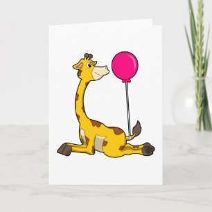 Carte Girafe avec ballon
