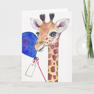 Carte Girafe avec Ballons et Tag Celebrate Card