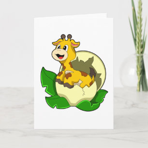 Carte Girafe avec feuille et œuf