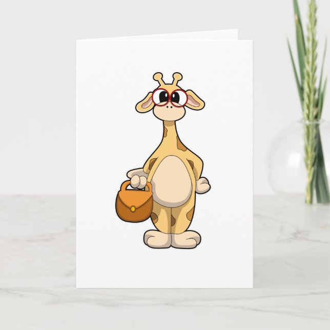 Carte Girafe avec lunettes et sac (Devant)