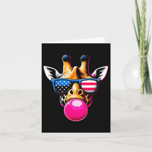 Carte Girafe avec lunettes Usa et bubble gum 4 juillet