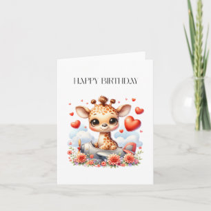 Carte Girafe Avion Anniversaire