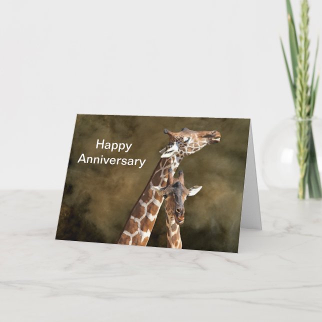 Carte Girafe Couple Snuggle Personalized Anniversary Ca (Devant)
