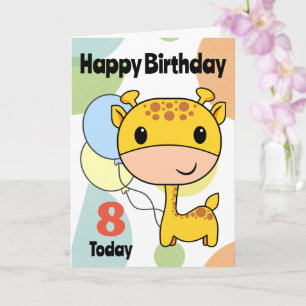 Carte Girafe d'anniversaire à âge variable