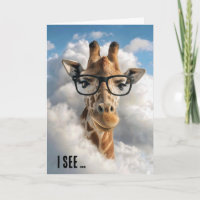 Girafe d'humour d'anniversaire dans les nuages