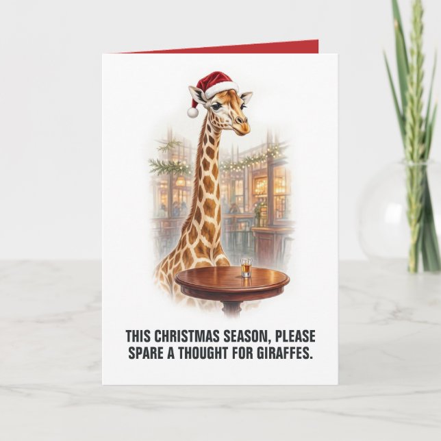 Carte Girafe drôle Blague de boisson de Noël (Devant)