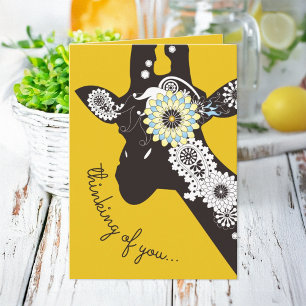 Carte Girafe drôle jaune funky Pensée humoristique pour
