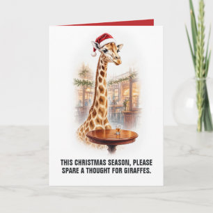 Carte Girafe drôle qui boit une blague de Noël
