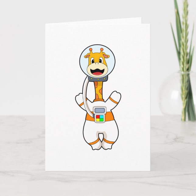 Carte Girafe en astronaute en costume (Devant)