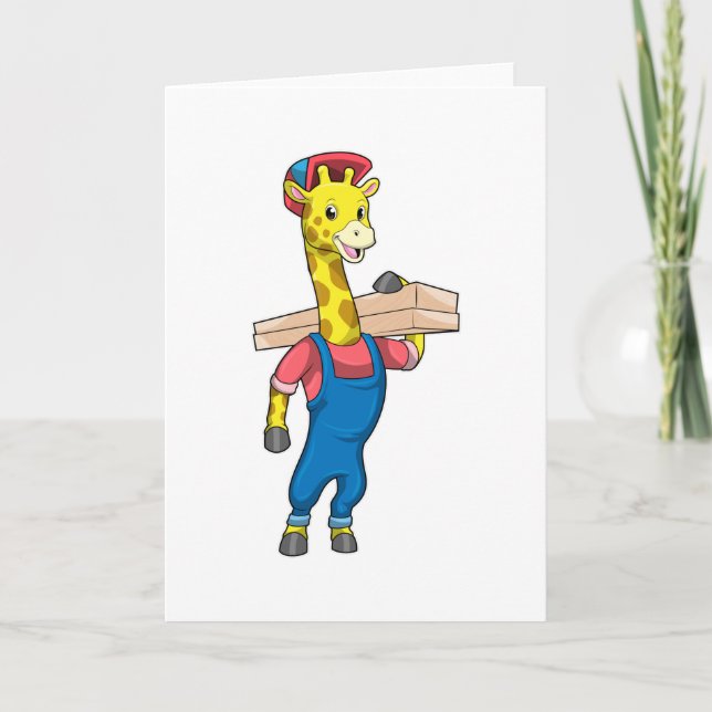 Carte Girafe en Charpentier avec Bois (Devant)