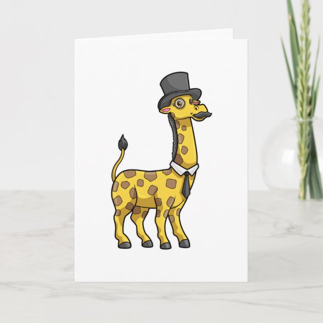 Carte Girafe en homme avec Casquette, Cravate et Moustac (Devant)