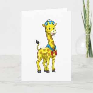 Carte Girafe en marin avec chapeau de marin