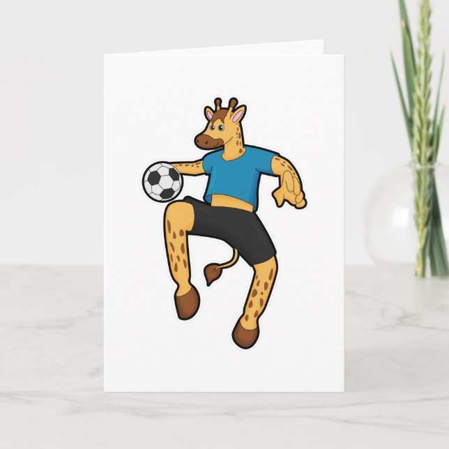 Carte Girafe en tant que joueur de football avec ballon  (Devant)