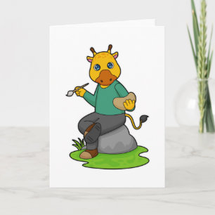 Carte Girafe en tant que peintre avec pinceau