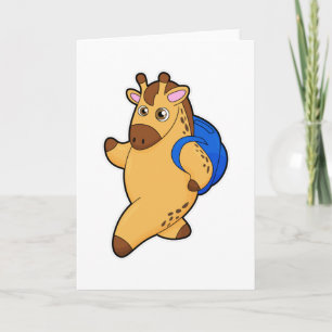Carte Girafe en tant qu'étudiant avec cartable