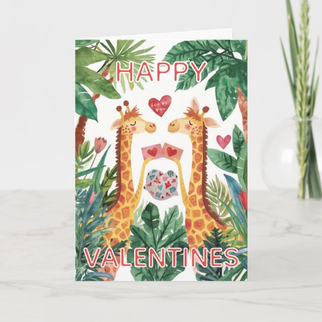 Carte Girafe Joyeuse Saint-Valentin (Devant)