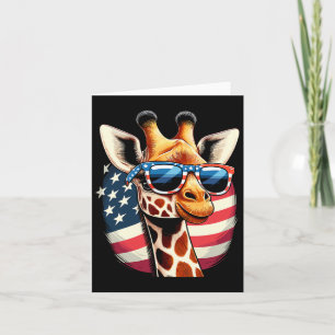 Carte Girafe Patriotique Usa Drapeau Américain Lunettes