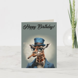 Carte Girafe personnalisée avec chapeau haut de forme Jo