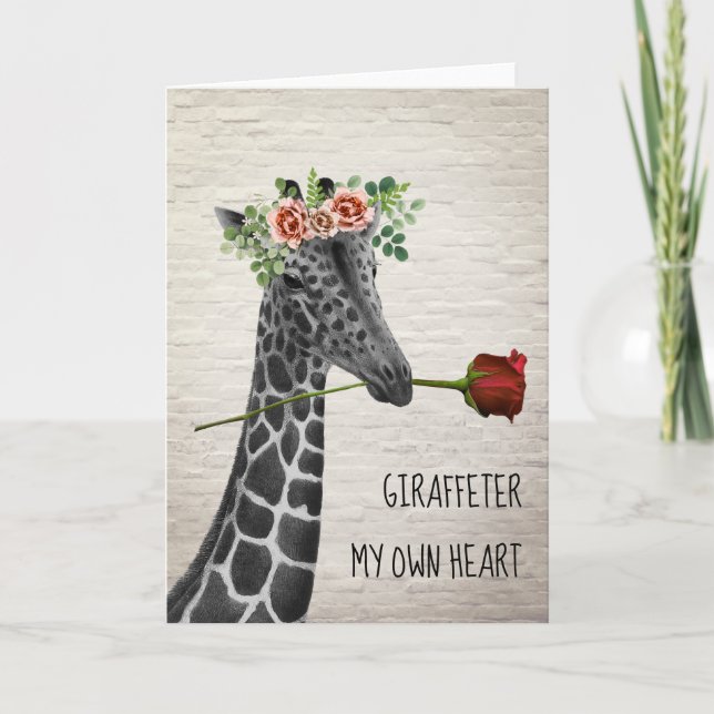 Carte Girafe ter My Own Heart Boho Girafe Saint-Valentin (Devant)