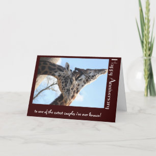 Carte Girafes drôles et mignonnes d'anniversaire, Couple