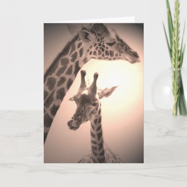 Carte girafes, mère et enfant (Devant)