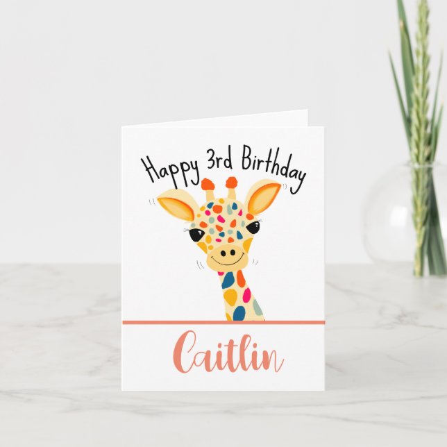 Carte Giraffe 3e anniversaire (Devant)
