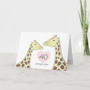 Carte Giraffe 40e anniversaire de Mariage de Ruby