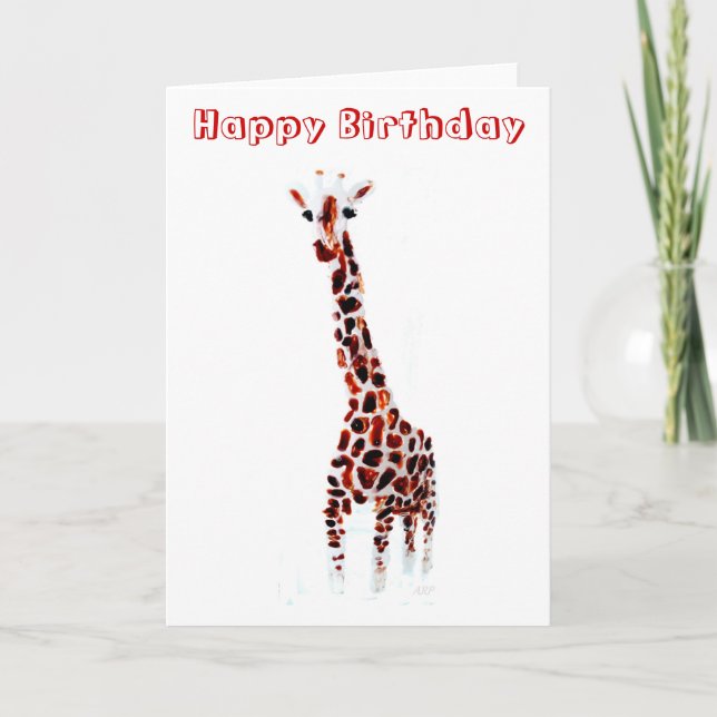 Carte Giraffe Anniversaire Art faunique (Devant)