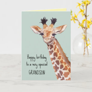Carte Giraffe de bébé mignonne personnalisée Anniversair