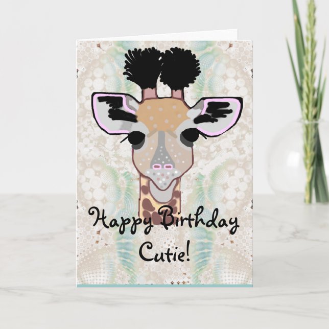 Carte Giraffe Joyeuse Cutie d'Anniversaire ! (Devant)