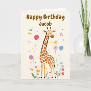 Carte Giraffe mignonne Joyeux anniversaire pour enfants